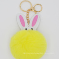 Cute Genuine Rabbit Fur Ball Pompom Keychain for Car Keyring handbag